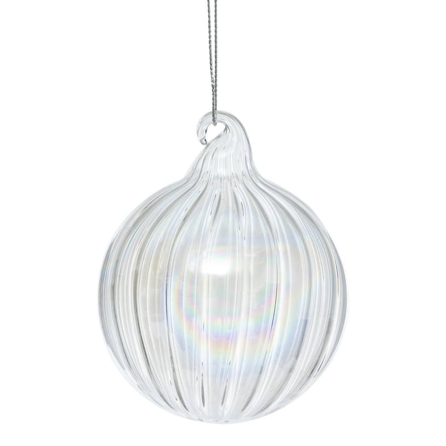 Boule de Noël en verre strié - ATMOSPHERA