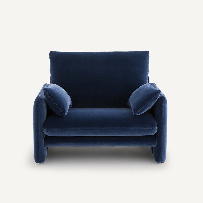 Sillón de terciopelo, Luciano azul oscuro <span itemprop=