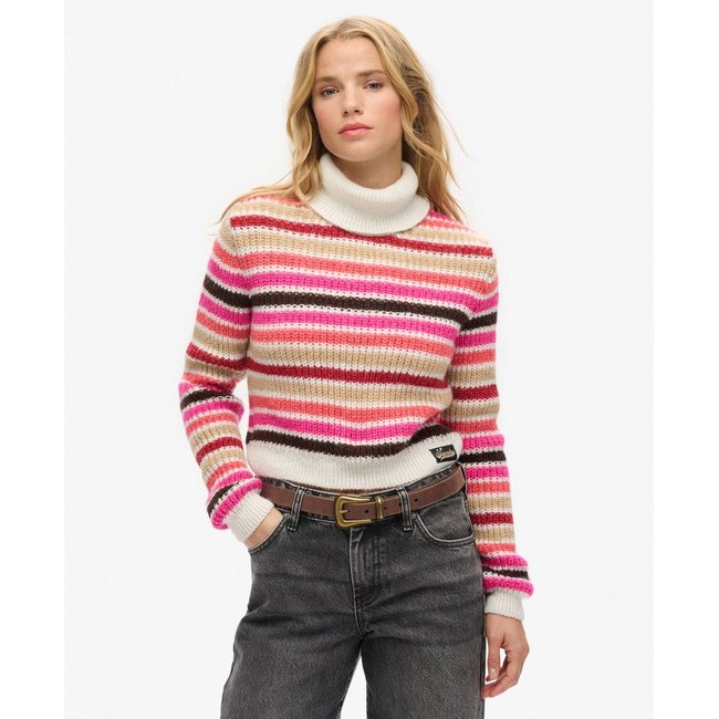Pull court rayé à col roulé - SUPERDRY