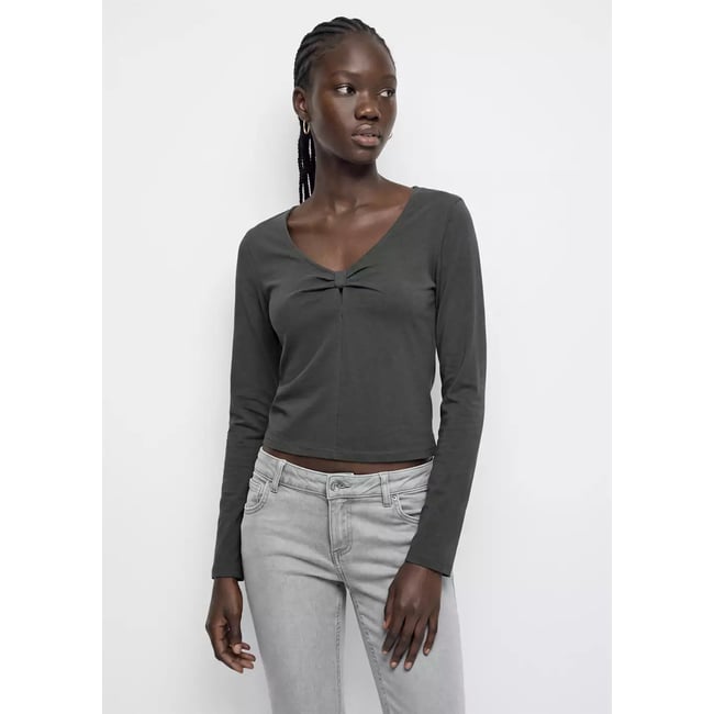 T-shirt coton détail nœud gris anthracite <span itemprop=