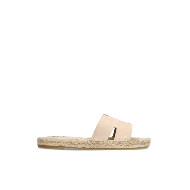 Claquettes en daim beige <span itemprop=