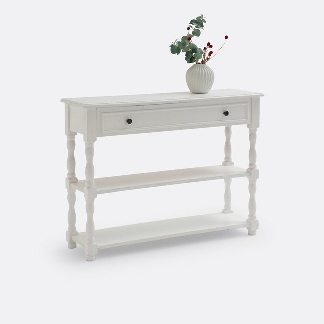 Consola com pés torneados, Nottingham branco <span itemprop=