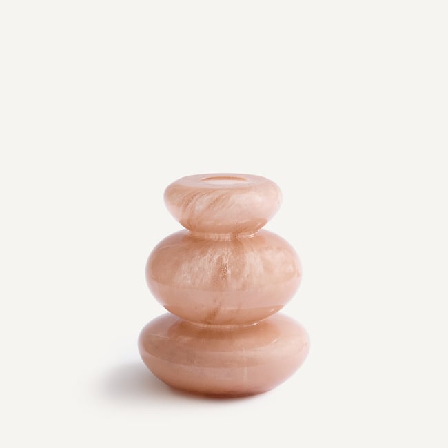 Vase en verre soufflé à la bouche, hauteur 20 cm, FYSA Couleur praline <span itemprop=