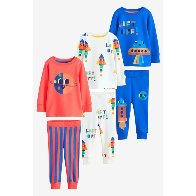 Pyjama douillet , lot de 3 orange/marine espace <span itemprop=