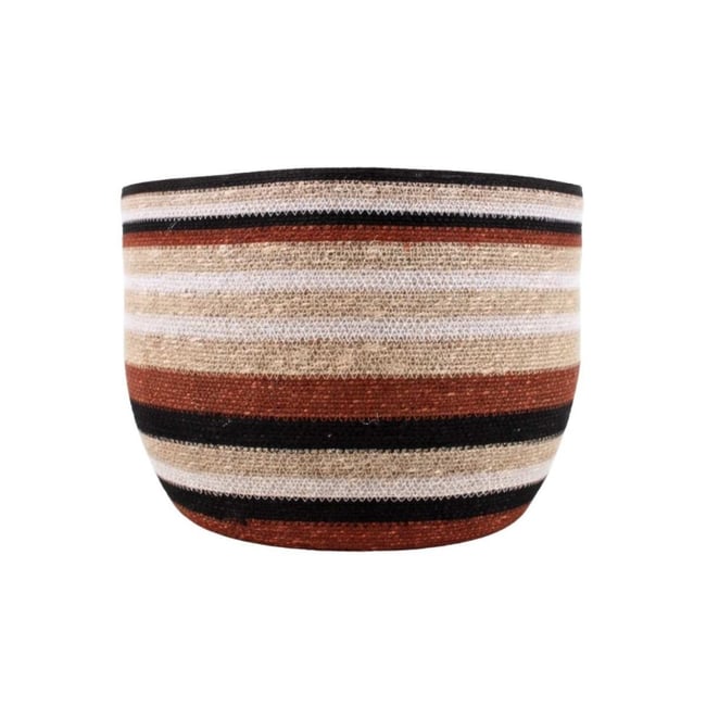 Panier bas rayé en herbes marines 50x28cm Couleur marron <span itemprop=