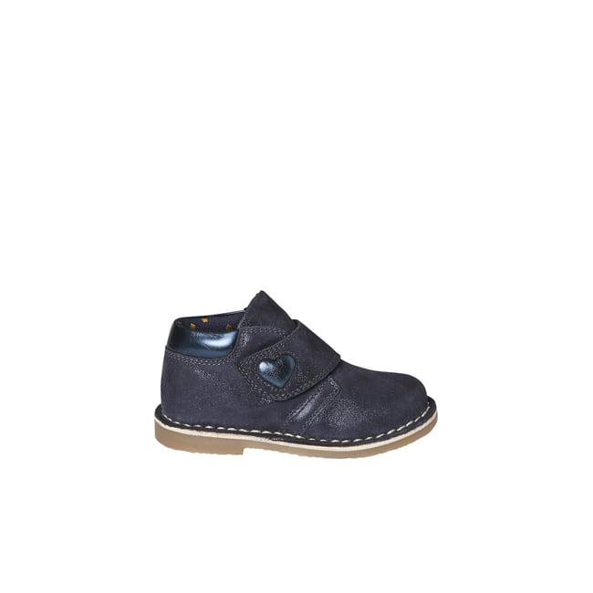 Boots scratchées en cuir irisé bébé marine <span itemprop=