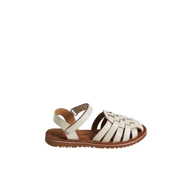 Sandales scratchées cuir enfant écru <span itemprop=