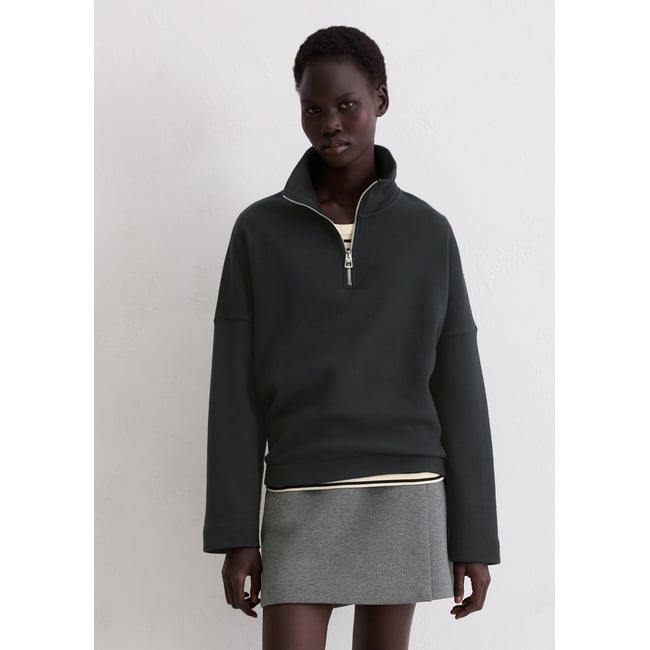 Sweat-shirt à demi-zip relaxed en coton organique doux - MARC O'POLO
