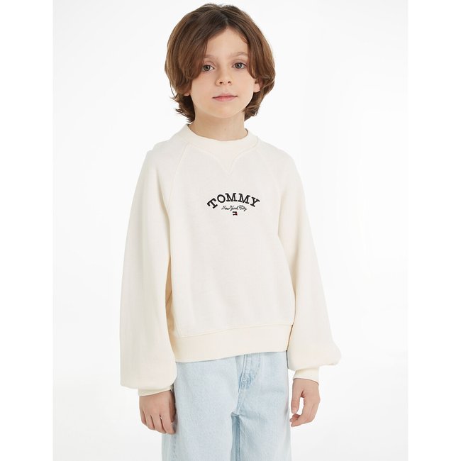 Sudadera de felpa cuello redondo blanco <span itemprop=