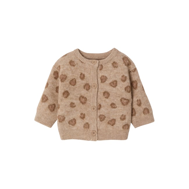 Gilet boutonné beige chiné <span itemprop=