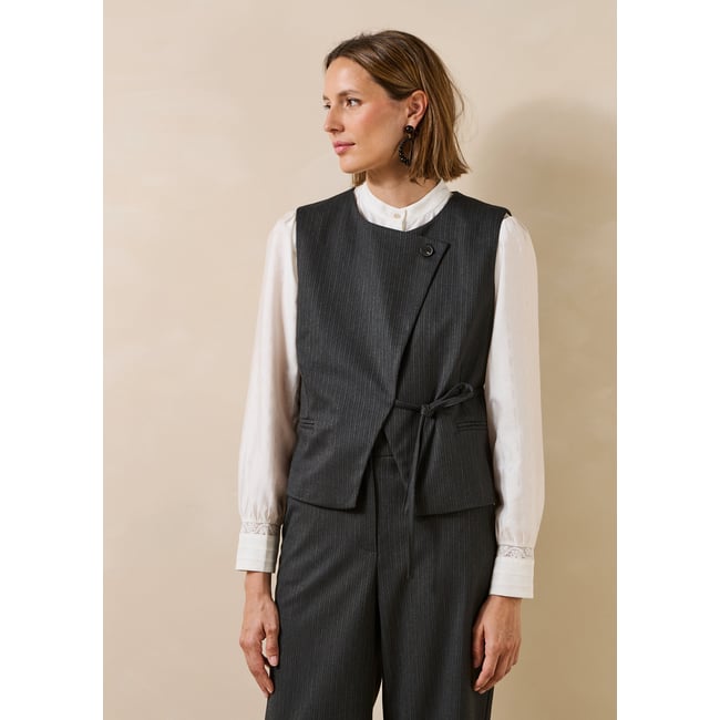 Veste sans manches encolure ronde anthracite <span itemprop=