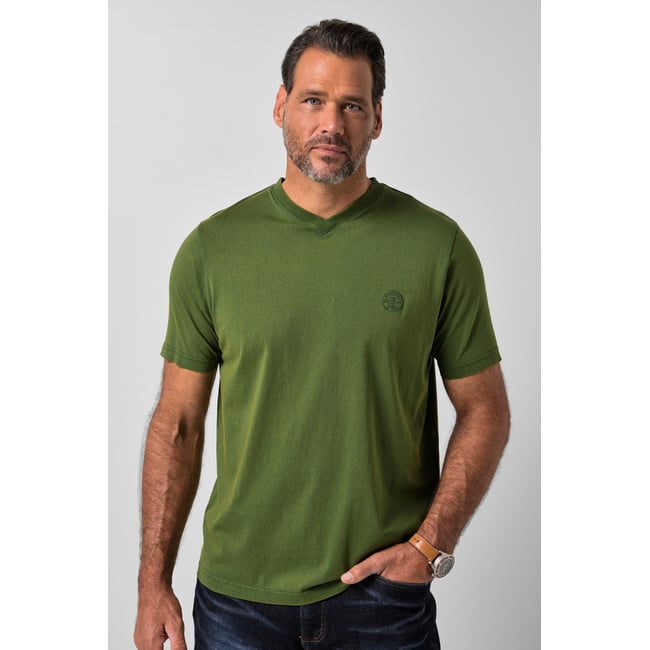 T-shirt, manches courtes, col en V vert foncé <span itemprop=