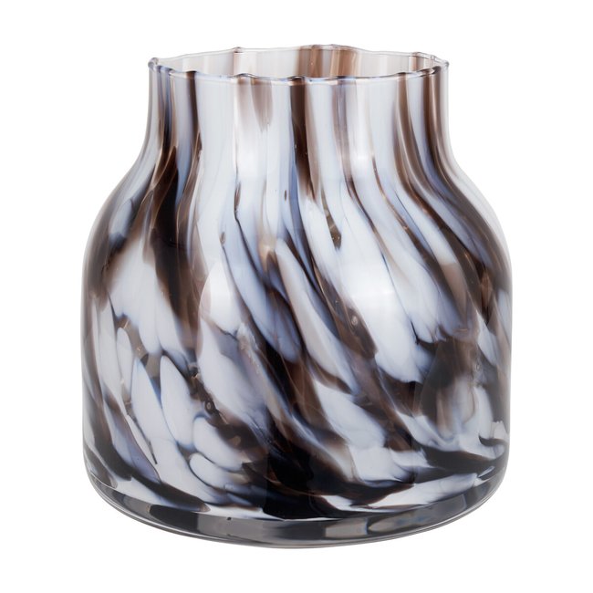 22cm Tortoise Shell Glass Vase, black/white, ÉDITÉ