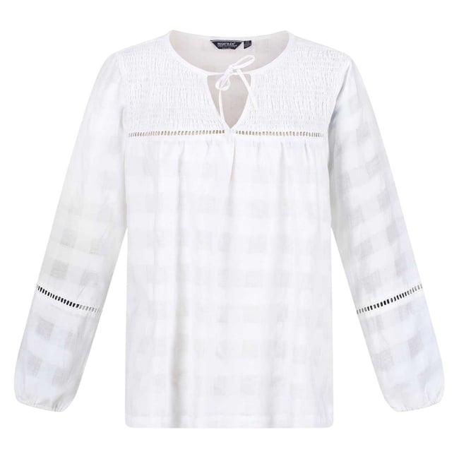 Blouse manches longues motif/style à carreaux CALLUNA blanc <span itemprop=