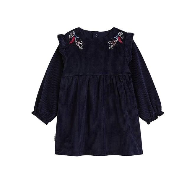 Robe enfant en velours côtelé Ilana bleu <span itemprop=