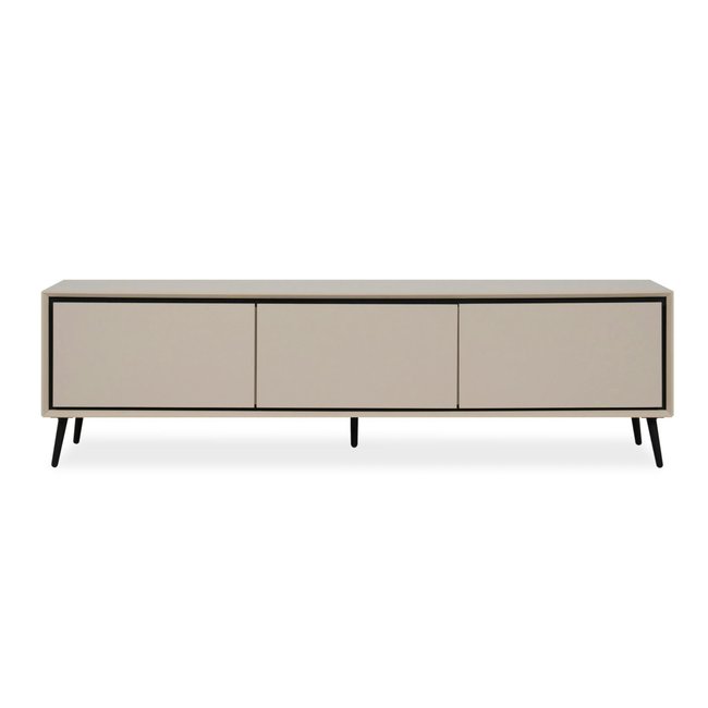 Meuble TV taupe 3 portes abattantes AVIO Couleur beige <span itemprop=