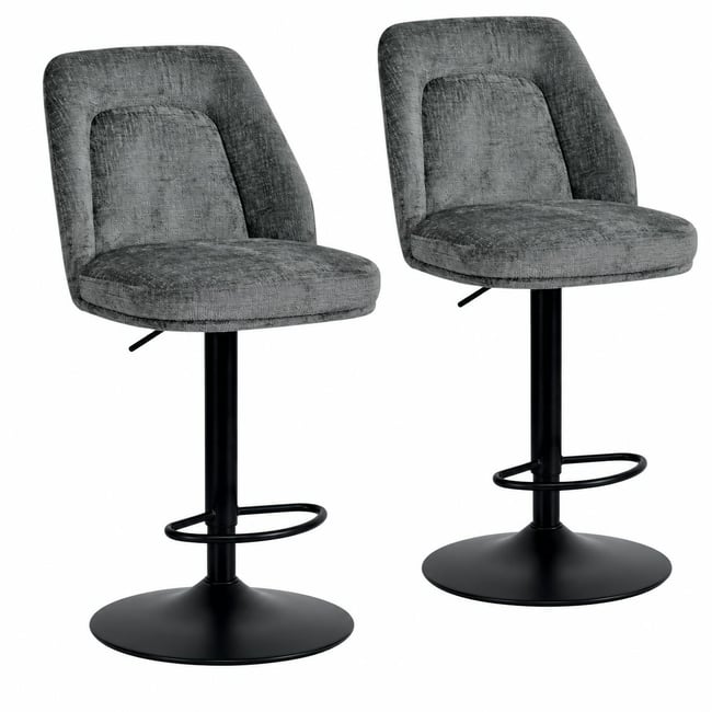 Chaise de bar pivotante et réglable (lot de 2) IENA Couleur gris <span itemprop=