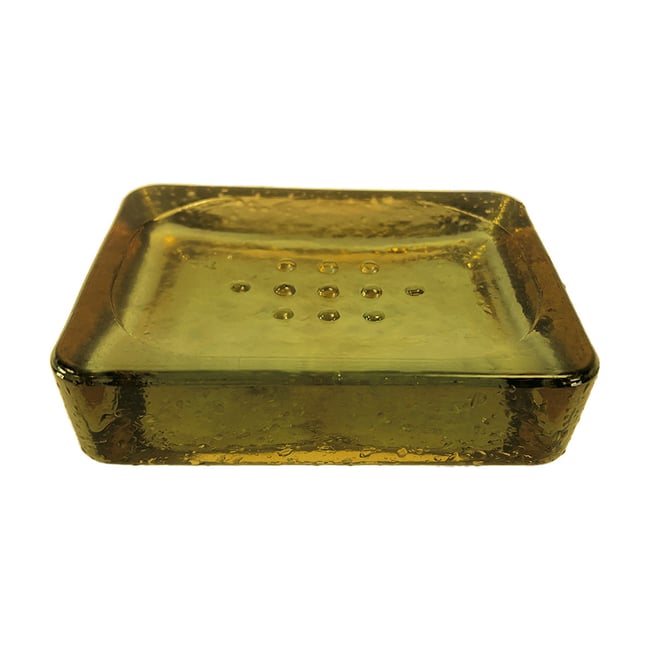 Porte-savon en verre recyclé BUBBLES Couleur miel <span itemprop=