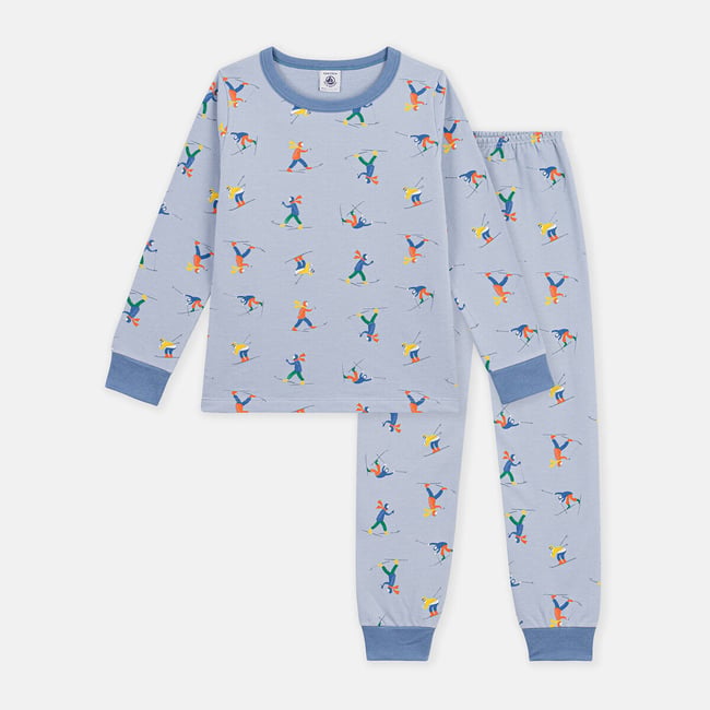 Pyjama van molton, met skiërsmotief <span itemprop=