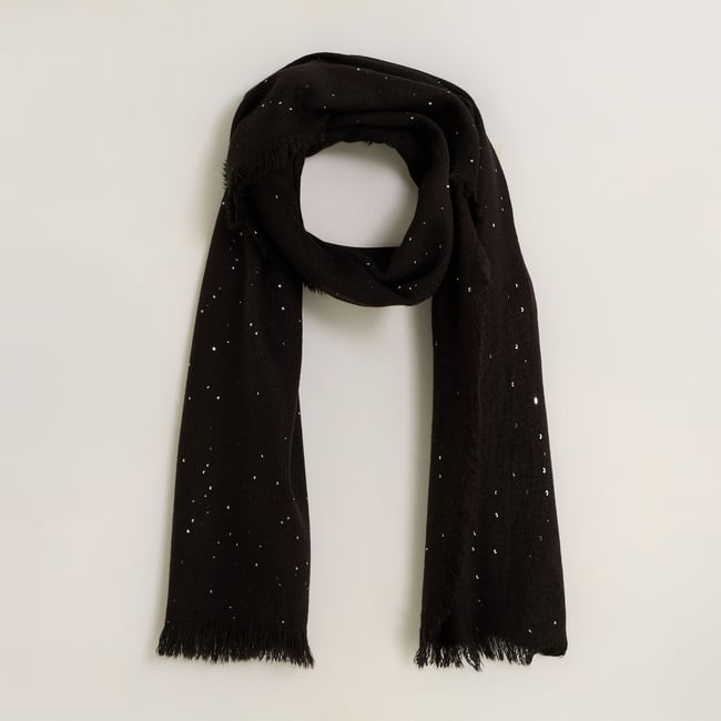 Écharpe unie à sequins noir <span itemprop=