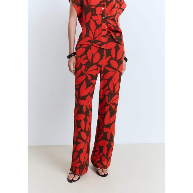 Pantalon fluide imprimé rouge <span itemprop=