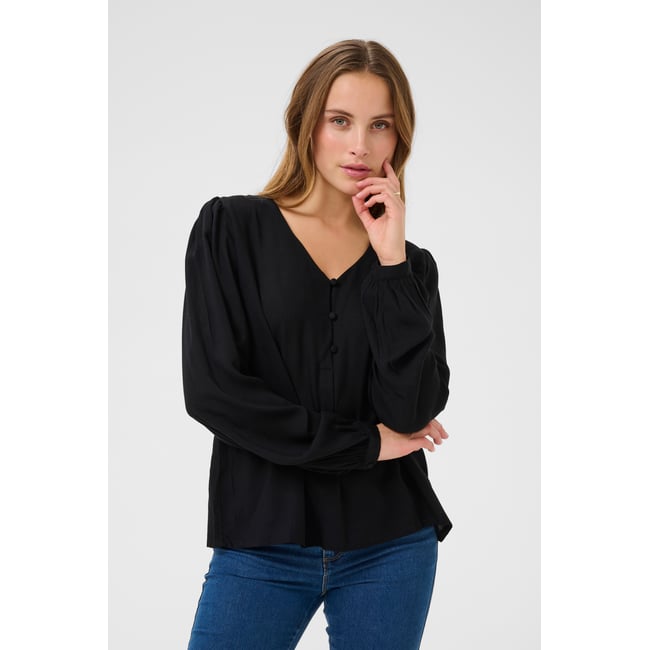 Blouse with long sleeve noir black <span itemprop=