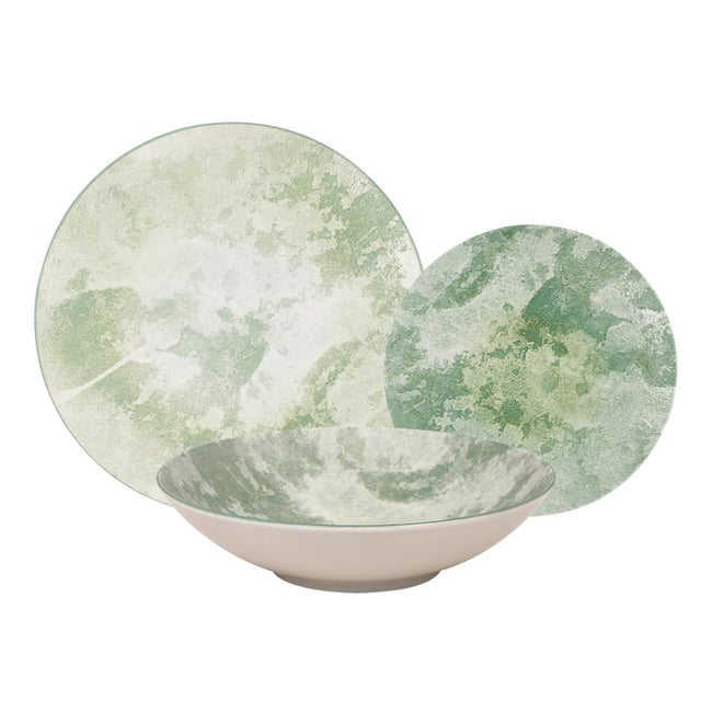 Service 18 pièces vert en porcelaine - 