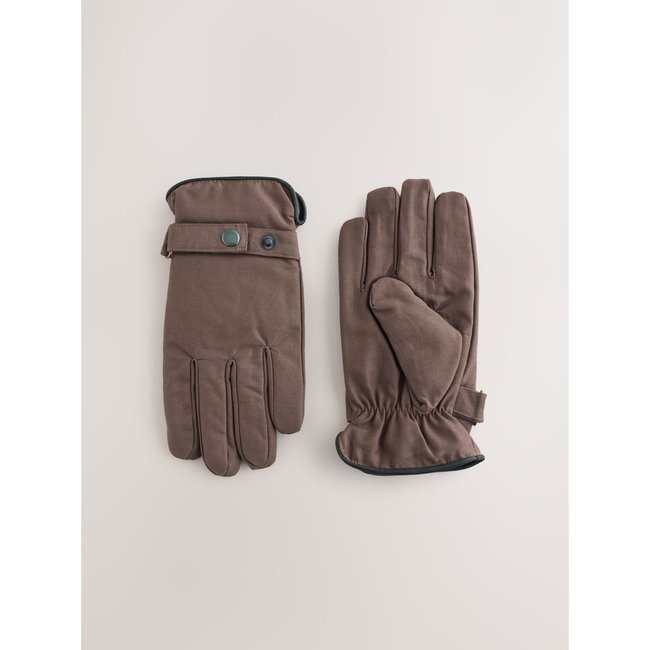 Gants cirés en toile marron <span itemprop=