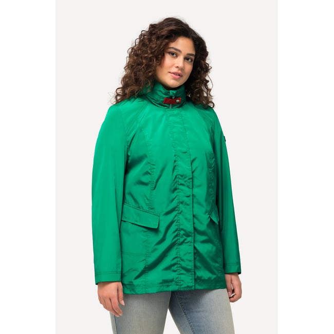 Veste technique HYPRAR, col montant, capuche émeraude <span itemprop=