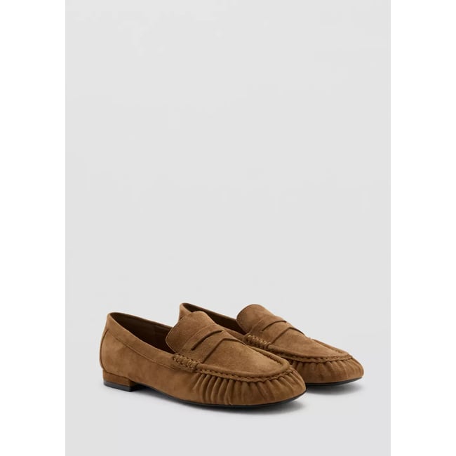 Mocassins suède détail en forme de masque tabac <span itemprop=