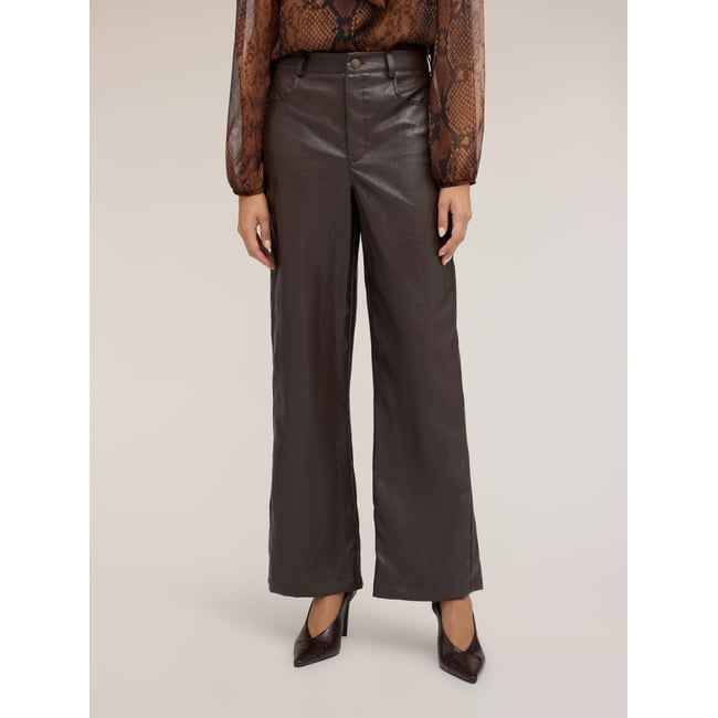 Pantalon palazzo brillant marron <span itemprop=