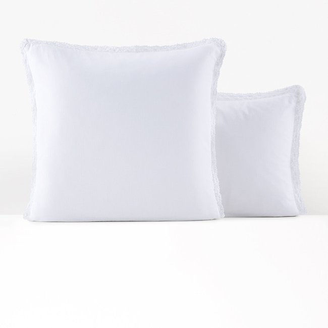 Alhambra Crochet Lace 100% Washed Cotton Pillowcase white LA REDOUTE INTERIEURS