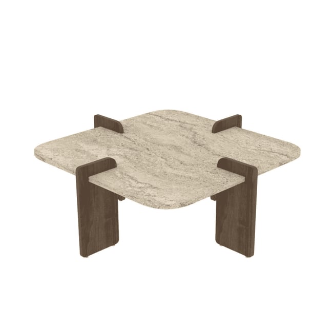 Table basse carrée LUMA Couleur travertin/ noyer <span itemprop=