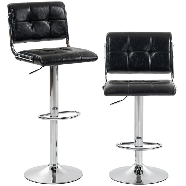 Tabouret de bar PU Noir Couleur noir, argenté <span itemprop=