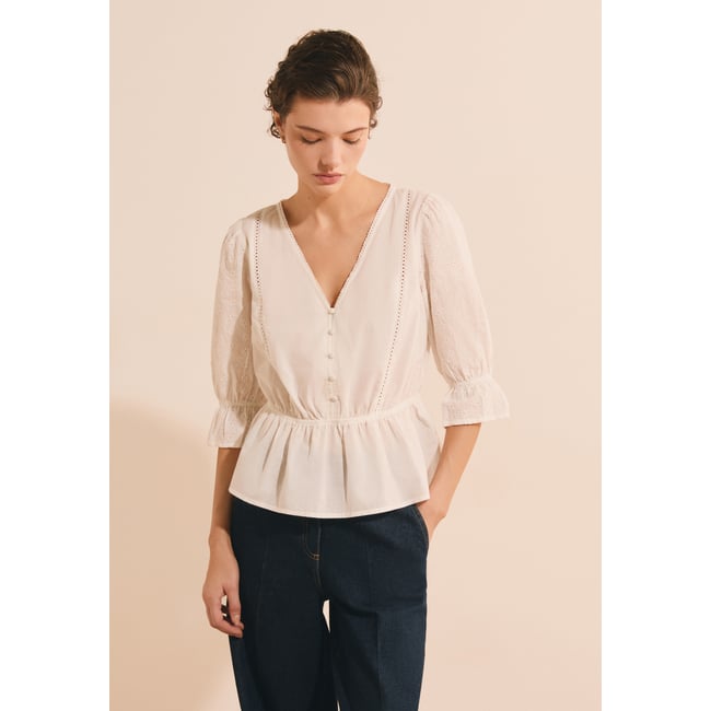 ETAM TOP A CASHA BROD - BLOUS blanc <span itemprop=