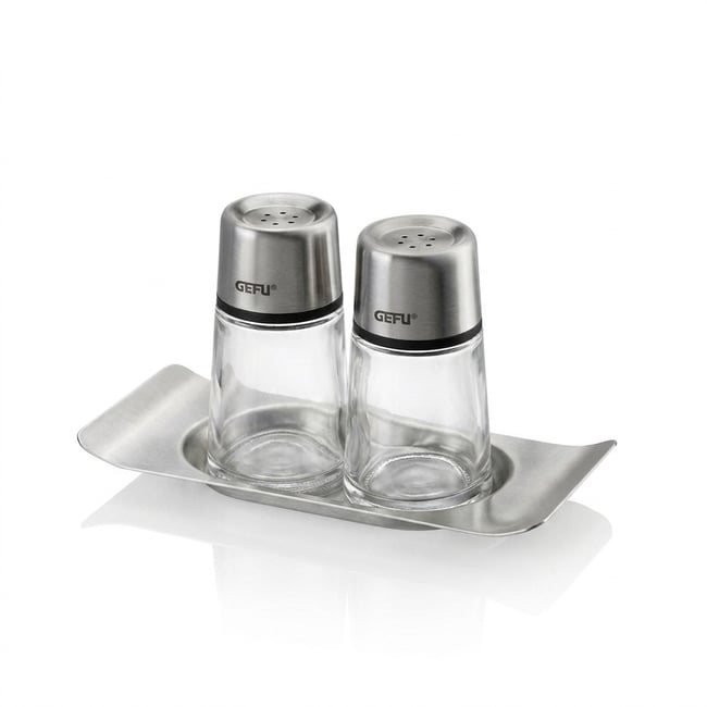 Ensemble salière et poivrière BRUNCH argent <span itemprop=