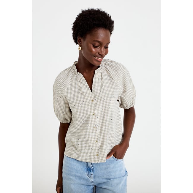 Blouse droite col v manches courtes - CACHE CACHE