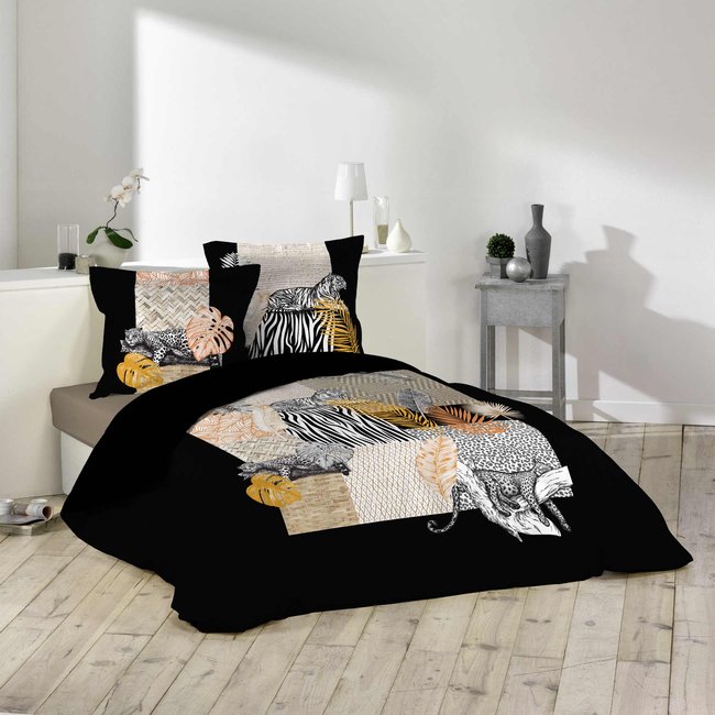 Parure Housse de couette Collection Instinct Sauvage noir <span itemprop=