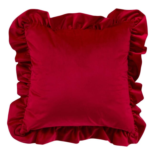 Coussin de Noël à volants rouge 51 x 51 cm rouge <span itemprop=