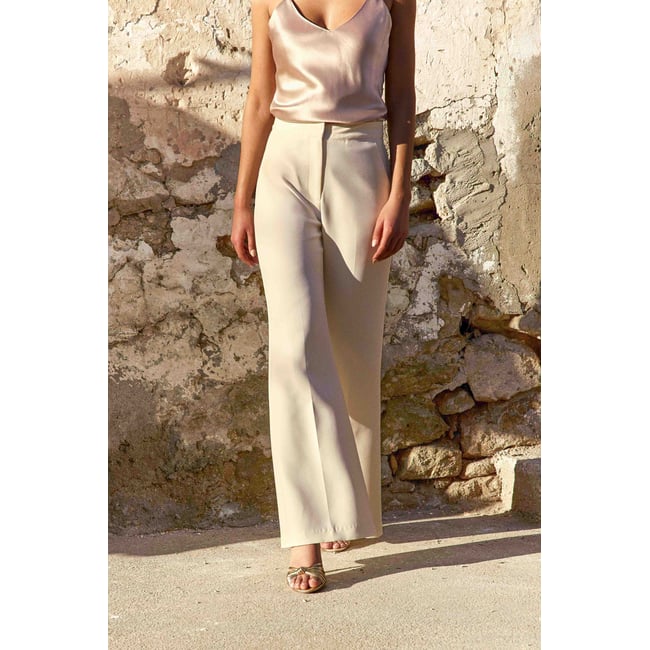 Pantalon flare uni PONNY 12-ivoire <span itemprop=