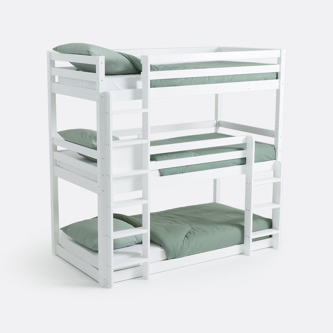 Etagenbett Maysar mit 3 Liegeflächen und Lattenrosten weiss <span itemprop=