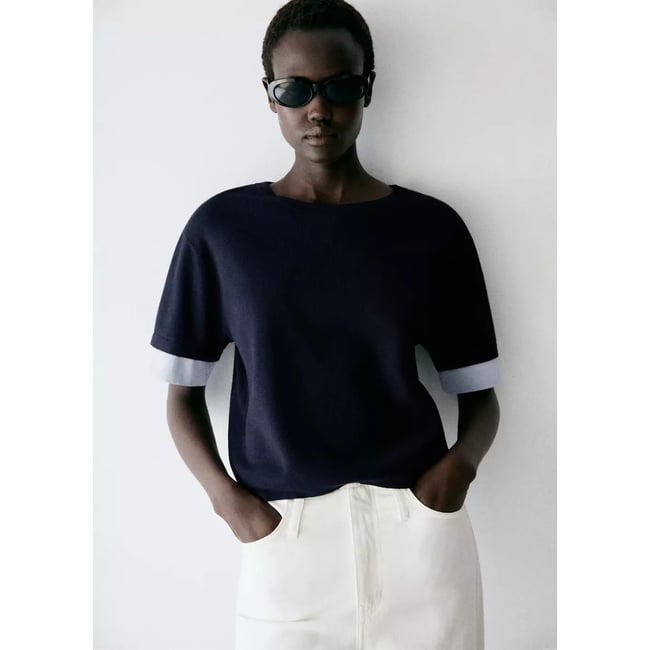 Pull en maille superposition chemise - MANGO