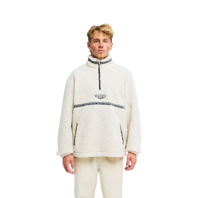 Polaire Sherpa demi-zip SINCE 73 TOMBSTONE beige oatmeal <span itemprop=