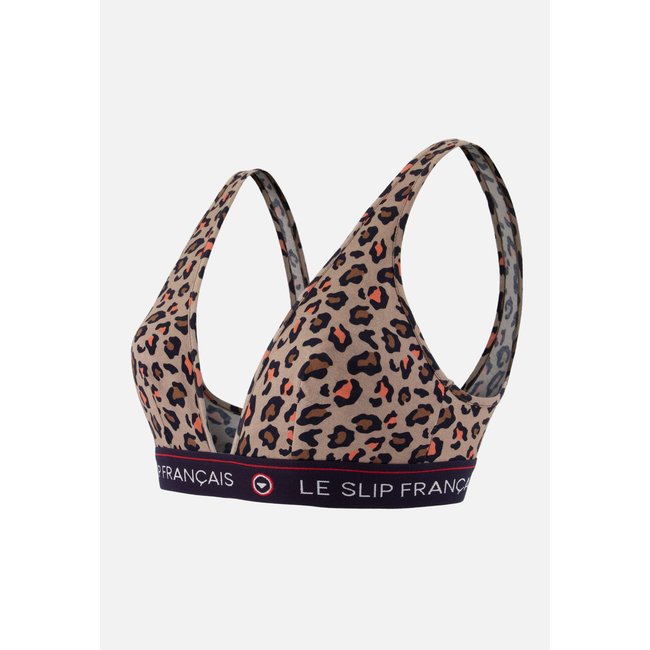 Soutien-gorge triangle sans armature à motif léopard en coton Seduisante leopard <span itemprop=