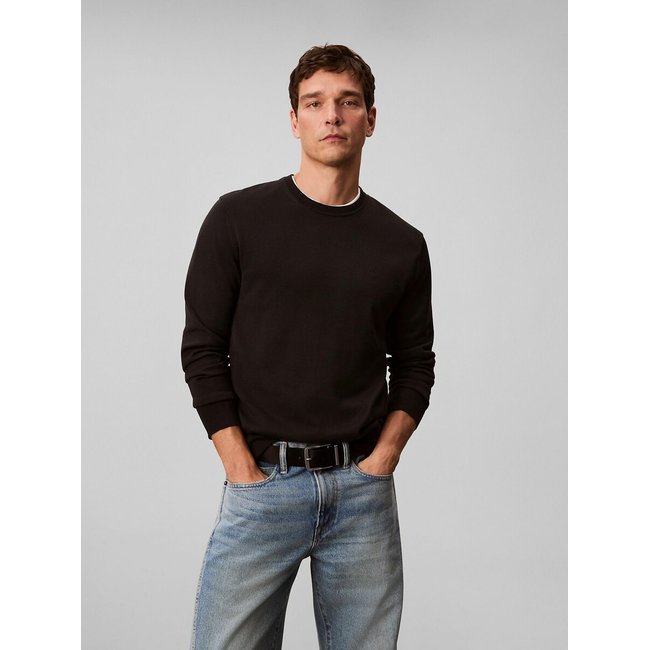 Maglione girocollo in maglia fine nero CALVIN KLEIN