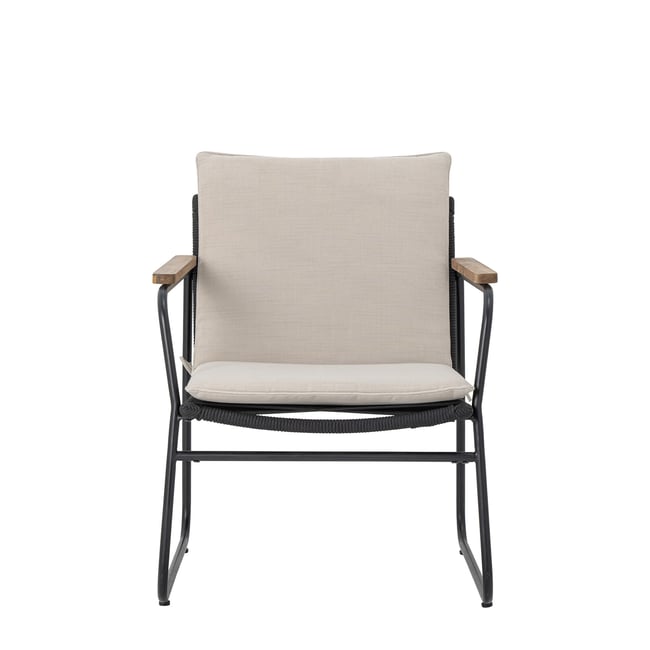 Fauteuil en métal avec coussin Hampton Couleur beige <span itemprop=
