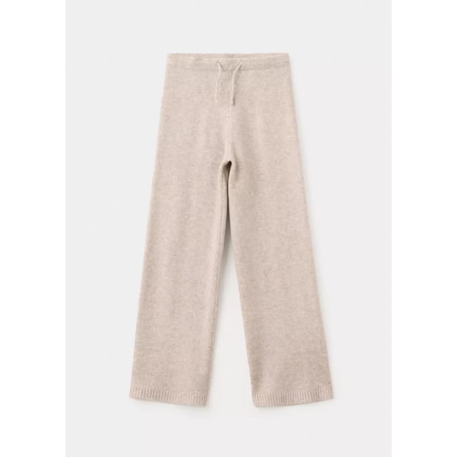 Pantalon maille wideleg beige <span itemprop=