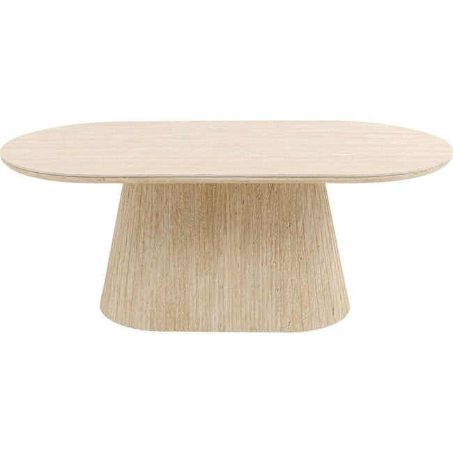 Table basse ovale en grès, ALMA Couleur beige <span itemprop=