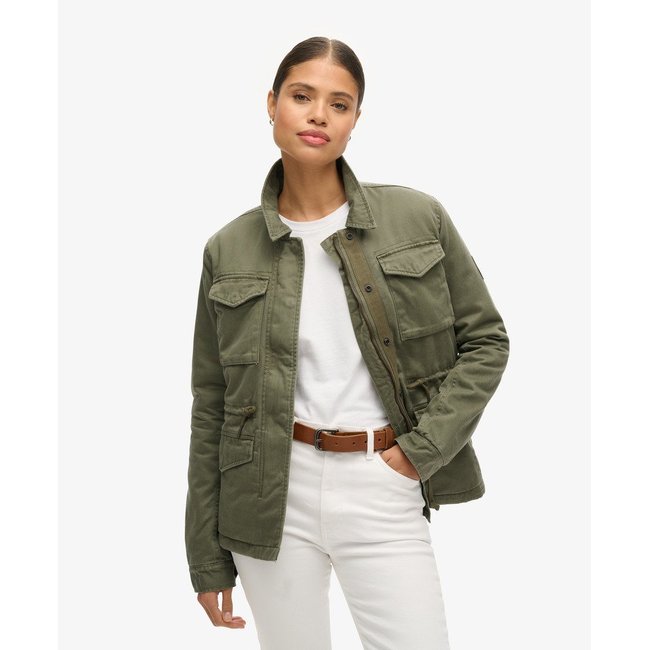 Veste militaire doublée M65 kaki délavé <span itemprop=