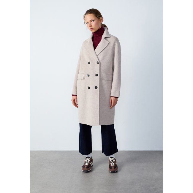 Manteau long avec laine OCTAVE beige <span itemprop=